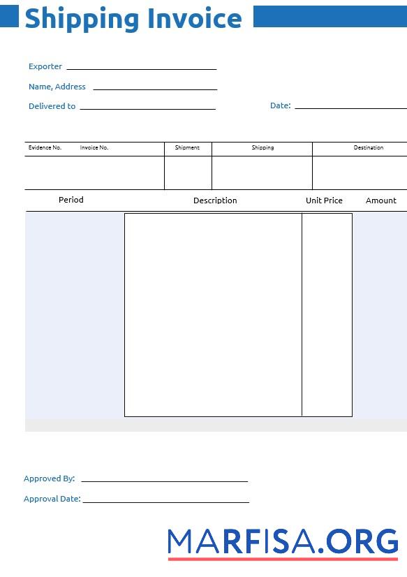 Downloadable Commercial Shipping Invoice Template